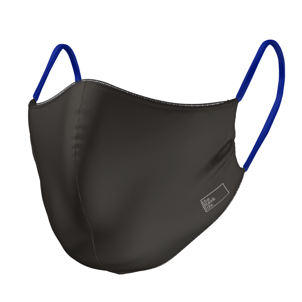 Black / Navy Face Mask - SANITIZED Antimicrobial Material - The Mask Life. 
